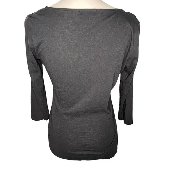 Gap Women’s Small Black Ruffled Scoop Neck‎ 3/4 Sleeved Top - Picture 4 of 4